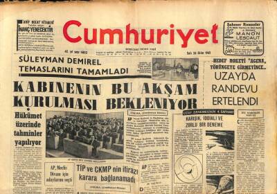 Cumhuriyet Gazetesi 26 Ekim 1965 - Süleyman Demirel Temaslarını Tamamladı GZ80421 - 1