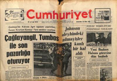 Cumhuriyet Gazetesi 26 Ekim 1966 - Çağlayangil Tumbas İle Son Pazarlığa Oturuyor GZ75964 - 1