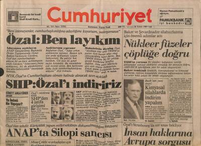 Cumhuriyet Gazetesi 26 Eylül 1989 - Nükleer Füzeler Çöplüğe Doğru - SHP Özalı İndiririz GZ124393 - 1