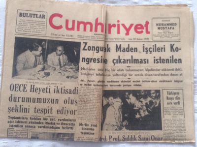 Cumhuriyet Gazetesi 26 Haziran 1959 - Zonguldak Maden İşçileri Kongresinde Çıkarılması İstenilen - GZ19377 - 1