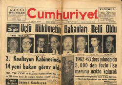 Cumhuriyet Gazetesi 26 Haziran 1962 - Üçlü Hükümetin Bakanları Belli Oldu GZ70642 - 2