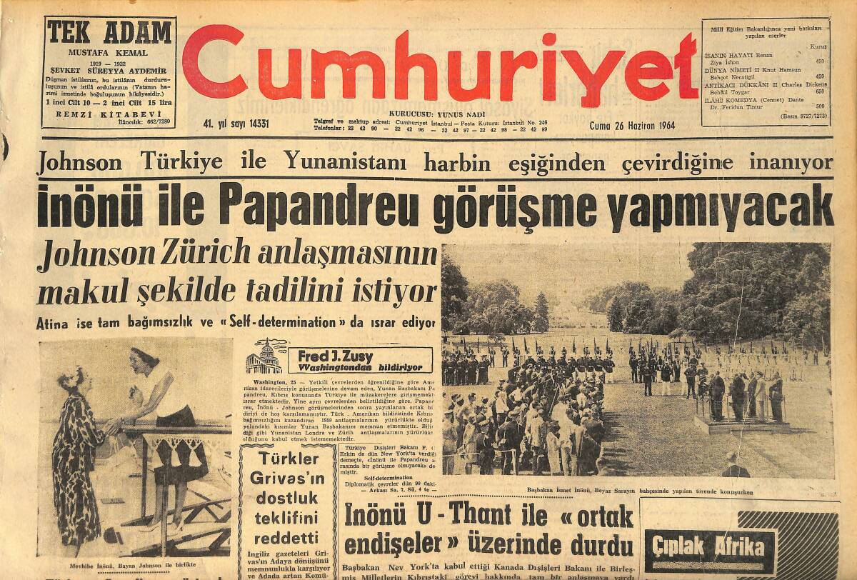 Cumhuriyet Gazetesi 26 Haziran 1964 - Aydemir Ve Gürcan Hakkındaki Ölüm Cezaları Tasdik İçin Cumhurbaşkanına Gönderildi GZ160384 - 1