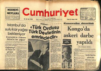 Cumhuriyet Gazetesi 26 Kasım 1965 - Türkiye Dahil , Dokuz NATO Ülkesinde Atom Silâhlı Uçak Var - Kongoda Askeri Darbe Yapıldı GZ121843 - 1