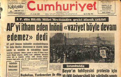 Cumhuriyet Gazetesi 26 Mart 1963 - AP , Dün Büyük Millet Meclisinden Geçici Olarak Çekildi GZ120552 - 1
