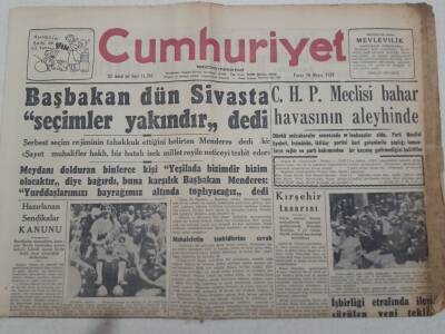 Cumhuriyet Gazetesi 26 Mayıs 1957 - Adnan Menderes Seçimler Yakındır Dedi GZ71899 - 1