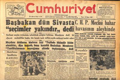 Cumhuriyet Gazetesi 26 Mayıs 1957 - Başbakan Dün Sivasta Seçimler Yakındır dedi - Kırşehir Tasarısı GZ119908 - 1