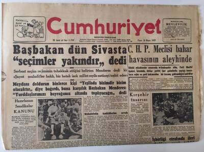 Cumhuriyet Gazetesi 26 Mayıs 1957 - Başbakan Sivasta Seçimler Yakındır Dedi GZ13809 - 2