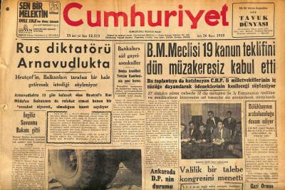 Cumhuriyet Gazetesi 26 Mayıs 1959 - Rus Diktatörü Arnavudlukta - İngiliz Savunma Bakanı Gitti GZ120071 - 1