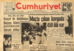 Cumhuriyet Gazetesi 26 Mayıs 1964 - Futbol Tarihinin Büyük Faciası Peruda Oldu . Maçta Çıkan Kavgada 450 Ölü Var GZ160353 - Gökçekoleksiyon
