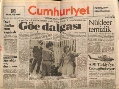 Cumhuriyet Gazetesi 26 Mayıs 1992 - Göç Dalgası,Soydaşlar Ve Iraklılardan Sonra Sırada Boşnaklar Var GZ61321 - 2