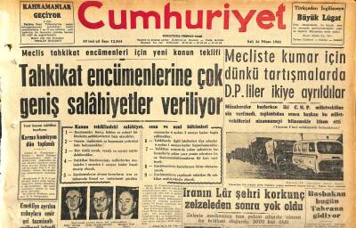 Cumhuriyet Gazetesi 26 Nisan 1960 - İranın Lâr Şehri Korkunç Zelzeleden Sonra Yok Oldu - Galatasaray Bugün Avrupaya Gidiyor GZ120041 - 1