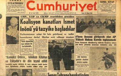 Cumhuriyet Gazetesi 26 Nisan 1963 - 6ların İhracını Görüşecek Olan AP Yüksek Hakem Kurulu Toplanamadı - CHP,,YTP Ve CKMP Teşebbüse Geçtiler GZ120489 - 1