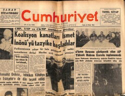 Cumhuriyet Gazetesi 26 Nisan 1963 - Koalisyon Kanatları İsmet İnönüyü Tazyike Başladılar GZ70159 - 2