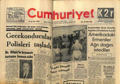Cumhuriyet Gazetesi 26 Nisan 1966 - Amerikadaki Ermeniler Ağrı Dağını İstediler GZ59232 - 1