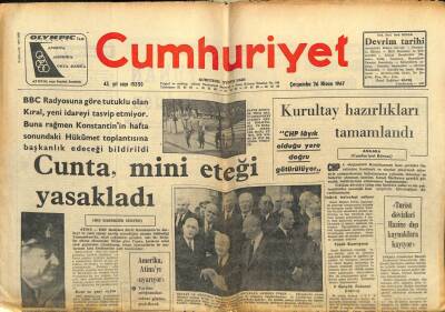 Cumhuriyet Gazetesi 26 Nisan 1967 - Cunta Mini Eteği Yasakladı GZ103020 - 1