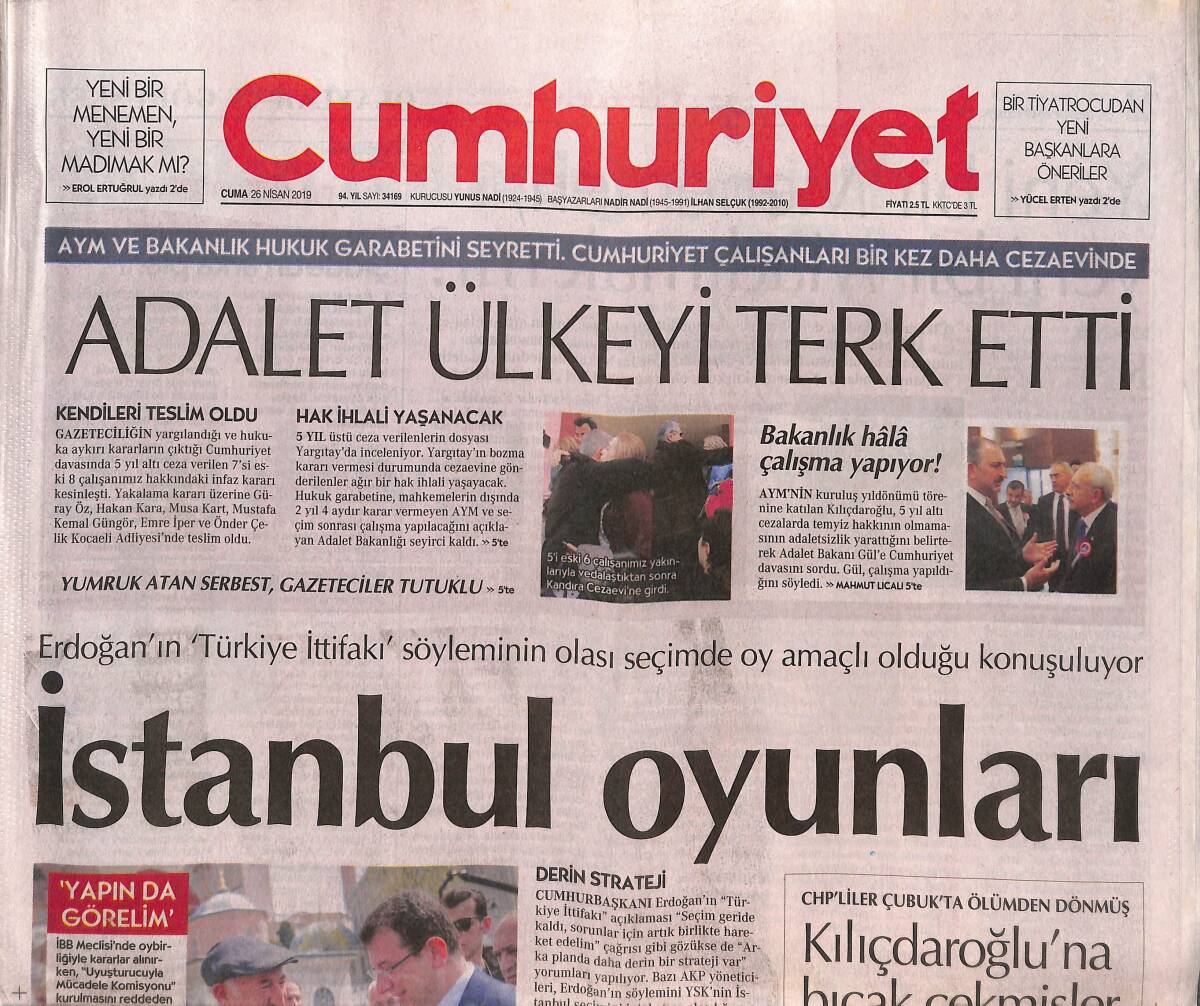Cumhuriyet Gazetesi 26 Nisan 2019 - İstanbul Oyunları - Galatasaray Vizeyi Aldı GZ135483 - 1