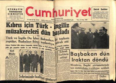 Cumhuriyet Gazetesi 26 Ocak 1958 - Adnan Menderes Iraktan Döndü GZ78037 - 1
