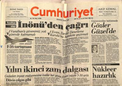Cumhuriyet Gazetesi 26 Ocak 1988 - İnönüden Çağrı GZ75968 - 1