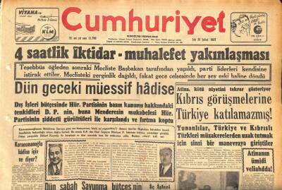 Cumhuriyet Gazetesi 26 Şubat 1957 - Kahirede Arab Konferansı Açıldı - Atinanın Ümidi Veliahdda ! GZ120262 - 1