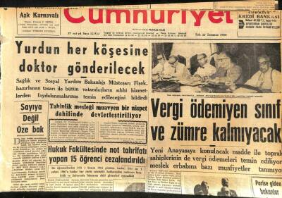 Cumhuriyet Gazetesi 26 Temmuz 1960 - Vergi Ödemeyen Zümre Kalmayacak GZ110028 - 1