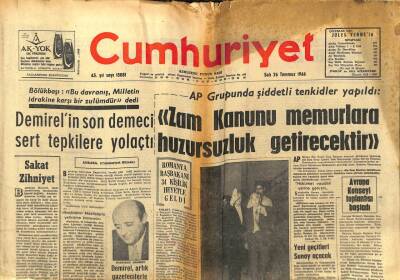 Cumhuriyet Gazetesi - 26 Temmuz 1966 - Zam Kanunu Memurlara Huzursuzluk Getirecek GZ99516 - 1
