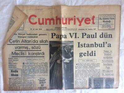Cumhuriyet Gazetesi 26 Temmuz 1967 - Papa VI. Paul Dün İstanbula Geldi GZ73369 - 1