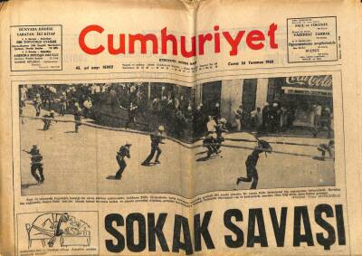 Cumhuriyet Gazetesi - 26 Temmuz 1968 - Cağaloğlunda Sokak Savaşı GZ99404 - 1