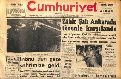 Cumhuriyet Gazetesi 27 Ağustos 1957 - Zahir Şah Ankarada Törenle Karşılandı - Fransada İlaç Fiyatlarında İndirme Oluyor GZ120369 - 1