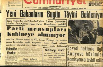 Cumhuriyet Gazetesi 27 Ağustos 1960 - Çarşafla Mücadeleye Girişilecek GZ110064 - 1