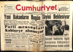 Cumhuriyet Gazetesi 27 Ağustos 1960 - Parti Mensupları Kabineye Alınmıyor GZ103082 - 1