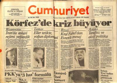 Cumhuriyet Gazetesi - 27 Ağustos 1987 - Körfezde Kriz Büyüyor GZ99533 - 1