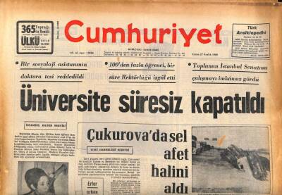 Cumhuriyet Gazetesi 27 Aralık 1968 - Çukurovada Sel Afet Halini Aldı GZ86055 - 1