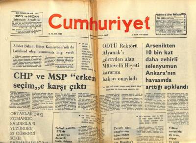 Cumhuriyet Gazetesi 27 Aralık 1976 - Arsenikten 10 Bin Kat Daha Zehirli Selenyumun Ankaranın Havasında Arttığı Açıklandı GZ88336 - 1
