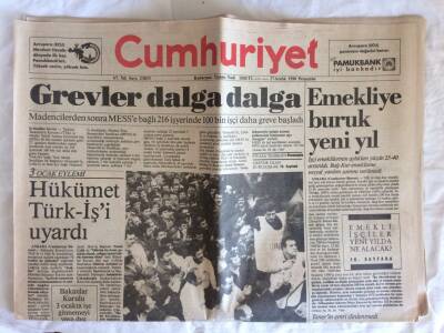 Cumhuriyet Gazetesi 27 Aralık 1990 - Hükümet Türk - İşi Uyardı GZ72999 - 1