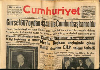 Cumhuriyet Gazetesi 27 Ekim 1961 - Gürsel 607 Oydan 434ü İle Cumhurbaşkanı Oldu GZ75936 - 1