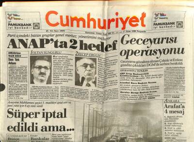 Cumhuriyet Gazetesi 27 Ekim 1988 - Ankaradaki Suikastı İslami Cihad Hicaz Örgütü Üstlendi GZ60765 - 2