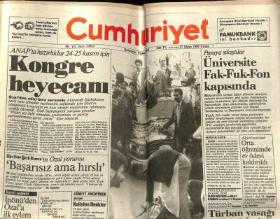 Cumhuriyet Gazetesi 27 Ekim 1989 - Doğum Günü Hediyesi GZ56976 - 1