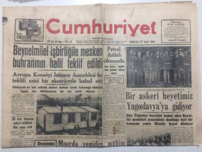 Cumhuriyet Gazetesi 27 Eylül 1952 - Asker Heyeti Yugoslavya ya Gidiyor GZ52483 - 1