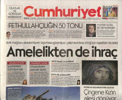 Cumhuriyet Gazetesi 27 Eylül 2018 - Kaçırılan Mozaikler Evine Geliyor , Çingene Kızın Ailesi Dönüyor GZ94501 - 1