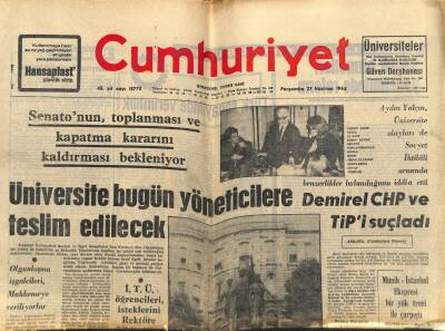 Cumhuriyet Gazetesi 27 Haziran 1968 - Demirel CHP Ve TİPi Suçladı GZ80279 - 1