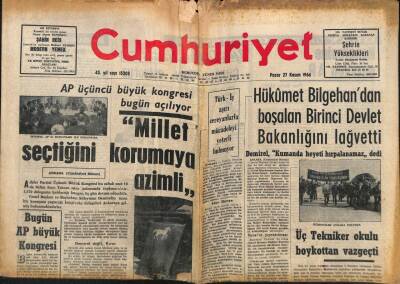 Cumhuriyet Gazetesi 27 Kasım 1966 - Oswaldın Mezarını Yüzlerce Kişi Ziyaret Etti GZ85523 - 1