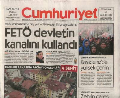 Cumhuriyet Gazetesi 27 Kasım 2018 - Ukrayna-Rusya Krizi Büyüyor , Karadenizde Yüksek Gerilim GZ94520 - 1