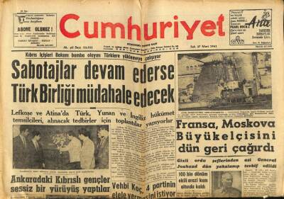 Cumhuriyet Gazetesi 27 Mart 1962 - Fransa , Moskova Büyükelçisini Dün Geri Çağırdı GZ69575 - 1