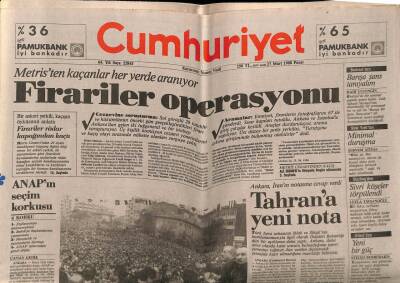 Cumhuriyet Gazetesi 27 Mart 1988 - Doğum Günü Hediyesi GZ56859 - 1