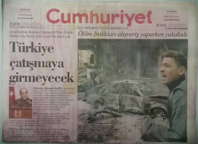 Cumhuriyet Gazetesi 27 Mart 2003 Sivillerin Üstüne Katliam Bombası -GZ37528 - 1
