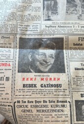 Cumhuriyet Gazetesi 27 Mayıs 1956 - Zeki Müren Bebek Gazinosu Reklamı - Dünya Kupasında Başarılarımız Devam Ediyor GZ119765 - 2