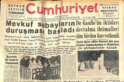 Cumhuriyet Gazetesi 27 Mayıs 1958 - De Gaulleün İktidarı Devralma İhtimalleri Dün Birden Kuvvetlendi GZ120455 - 1