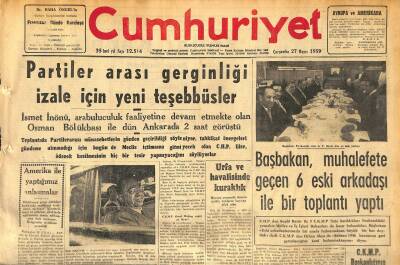 Cumhuriyet Gazetesi 27 Mayıs 1959 - Atatürk Filmi Neden Çevrilemiyor ? - Partiler Arası Gerginliği İzale İçin Yeni Teşebbüsler GZ120070 - 1