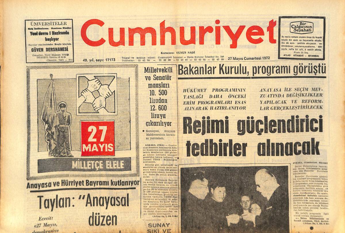 Cumhuriyet Gazetesi 27 Mayıs 1972 - Cannes'da Siyaset Ve Şehvet Gösterileri - ABD Vietnam'da Güdümlü Bomba Kullanıyor GZ143612 - 1
