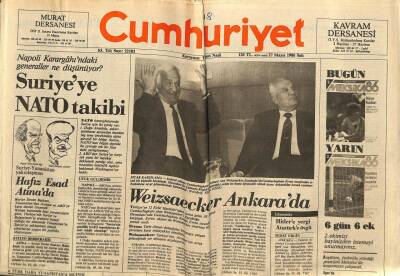 Cumhuriyet Gazetesi 27 Mayıs 1986 - Suriyeye NATO Takibi GZ65218 - 1
